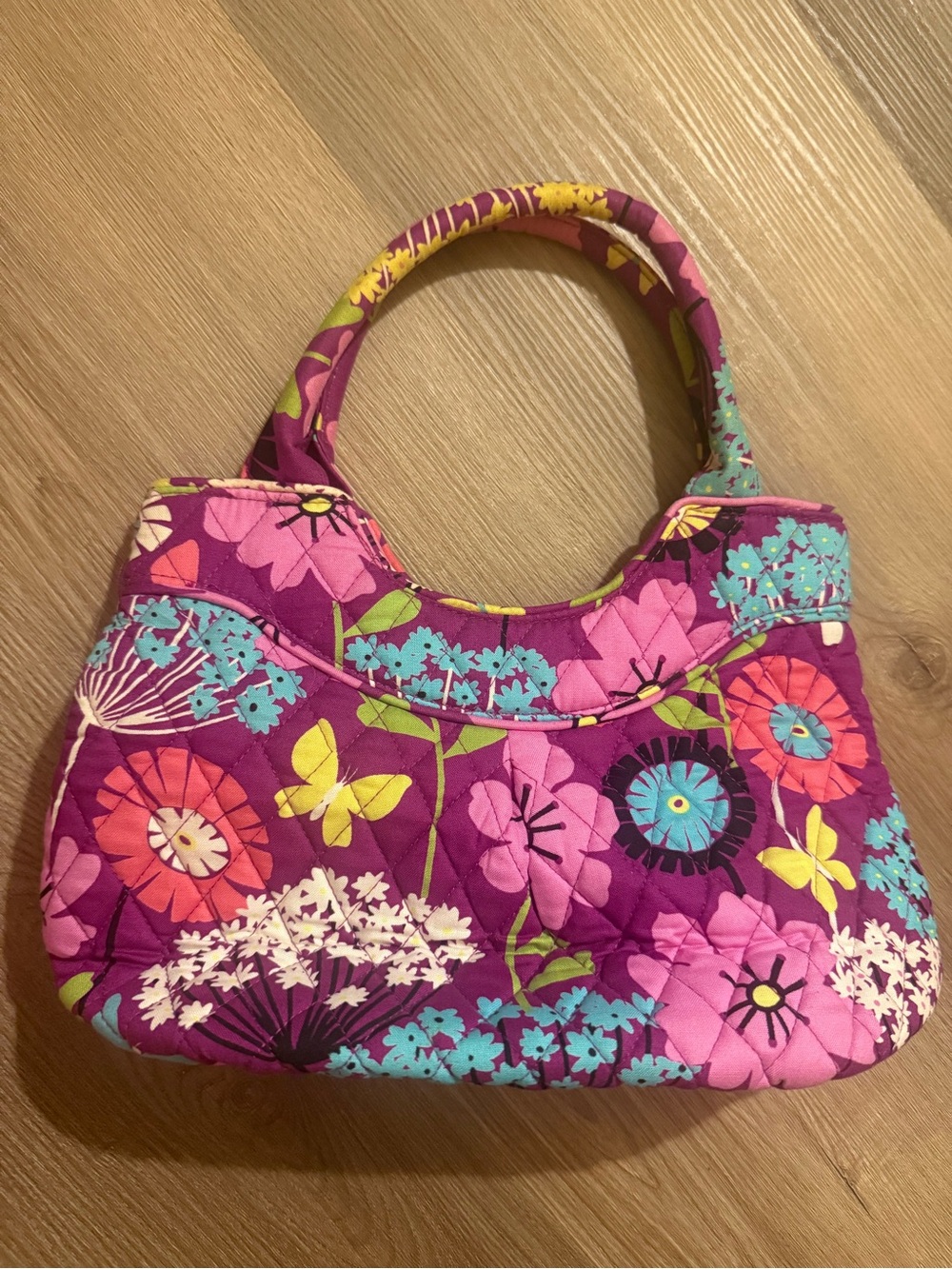 Y2K Vera Bradley Floral Quilted Purple Tote Bag